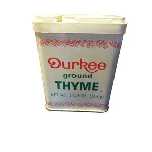 Vintage Durkee Ground Thyme  Spice Tin Estate Find